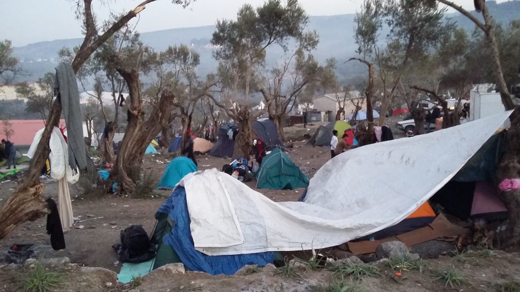 Camp de tente à Moria, Lesbos