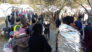 Arrival of refugees at Moria camp in Lesvos, Greece