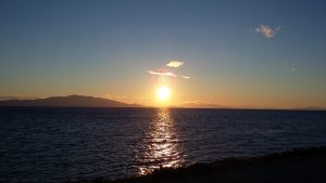 Beautiful sunrise on the Egean sea at Lesvos island in Greece