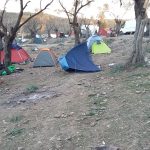 Tents in the wind in Moria, Lesvos