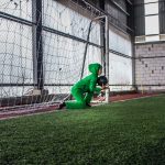 Syrian refugee girl playing football